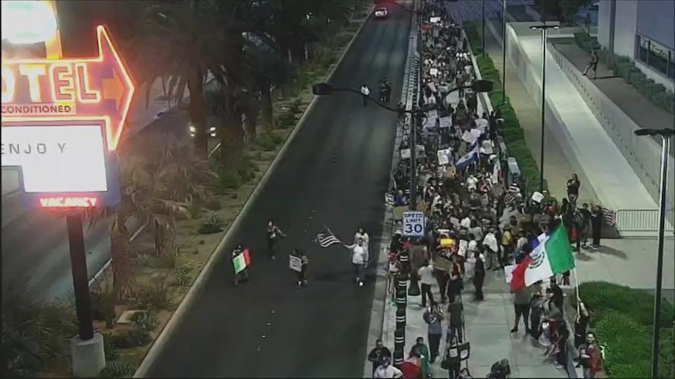 A protest took place in downtown Las Vegas on Wednesday, June 11, 2025. (KLAS)