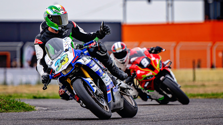 Motorcyclists on a track riding course