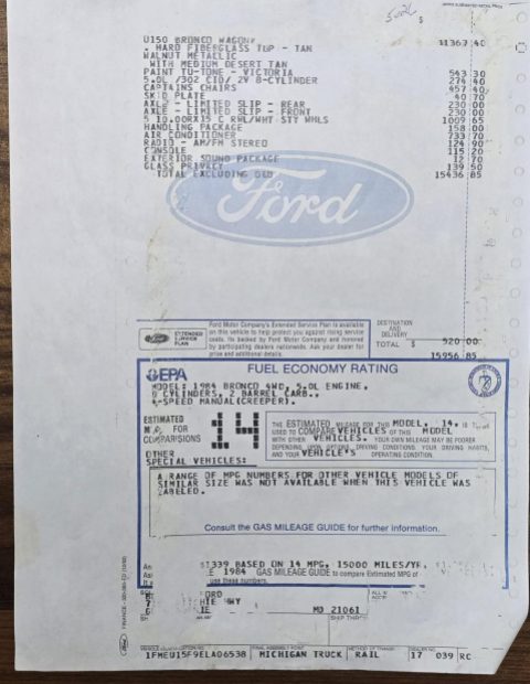 7.3L Diesel-Powered 1984 Ford Bronco 4×4 4-Speed