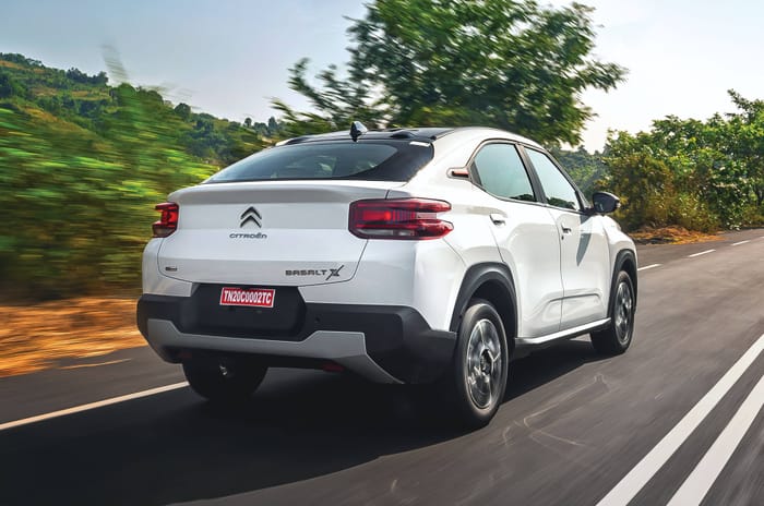 Citroen Basalt X rear right side on road driving