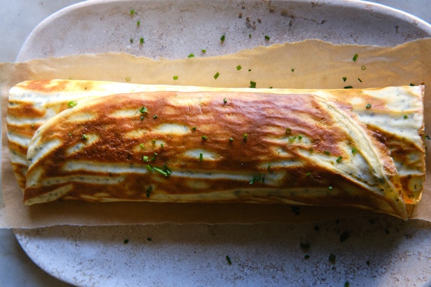 Cottage cheese wrap after rolling